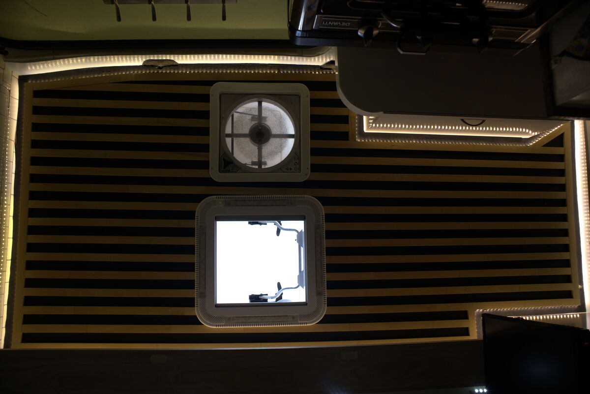 Finished roof with LED strip lighting